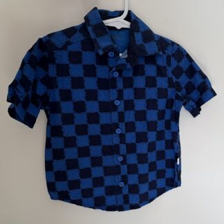 Blue/Black Checkered Button-Up Shirt