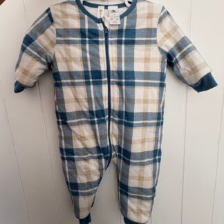 Blue Check Plaid Sleeping Suit
